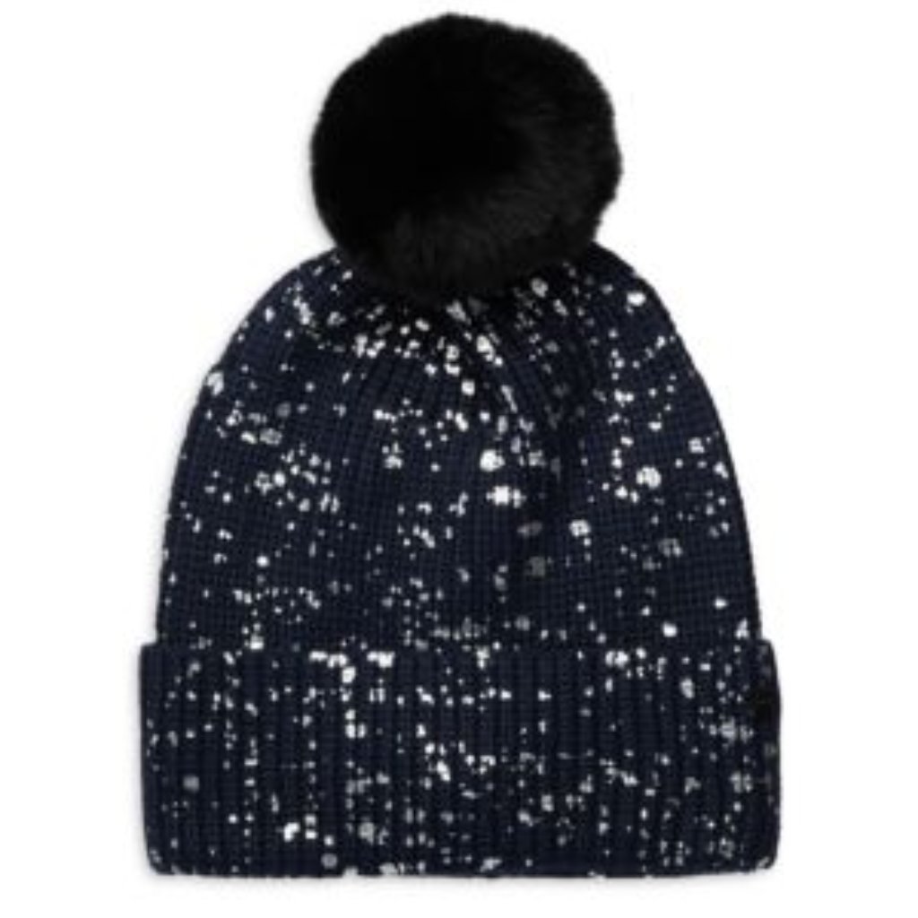 Jocelyn Splatter Paint Faux Fur Trim Beanie Nwt